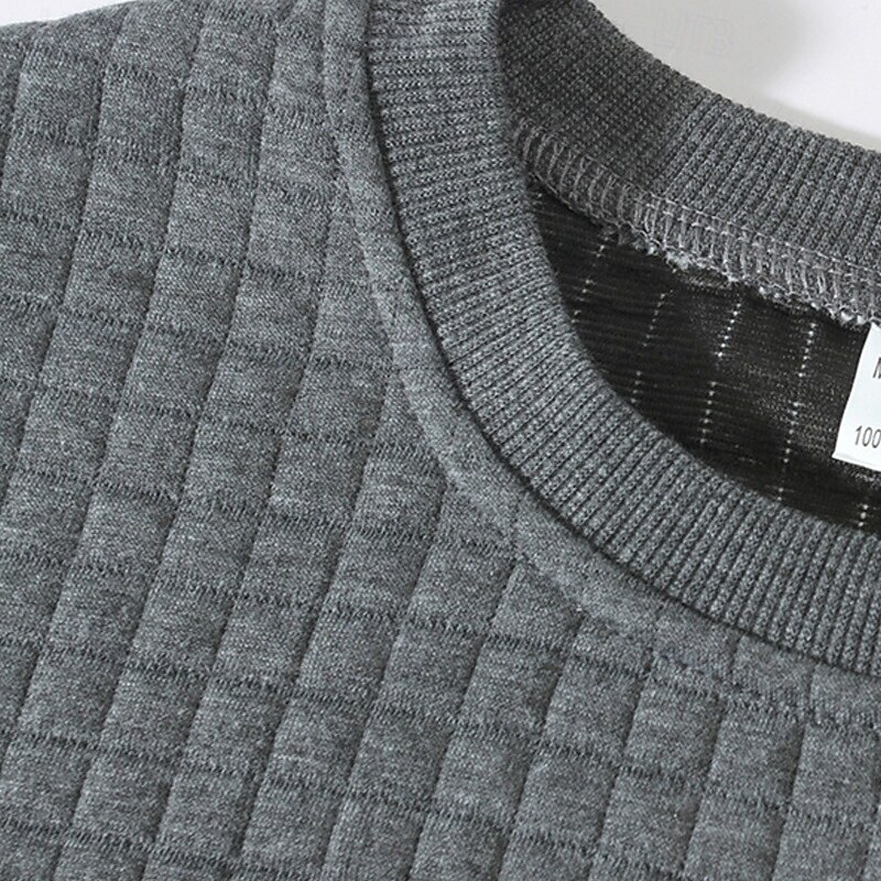 Men's Waffle Tee T Shirt Tee Tee Top Long Sleeve Crew Neck Spring Fall Plain Fashion Designer Basic Jacquard Vacation Street Going out Black White Khaki Top Tee for Men4