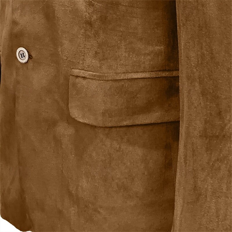 Men's Faux Suede Jacket Faux Suede Blazer Business Cocktail Party Wedding Party Fashion Casual Spring Fall Faux Suede Plain Pocket Buttons Comfortable Single Breasted Blazer Navy Blue Brown Green2