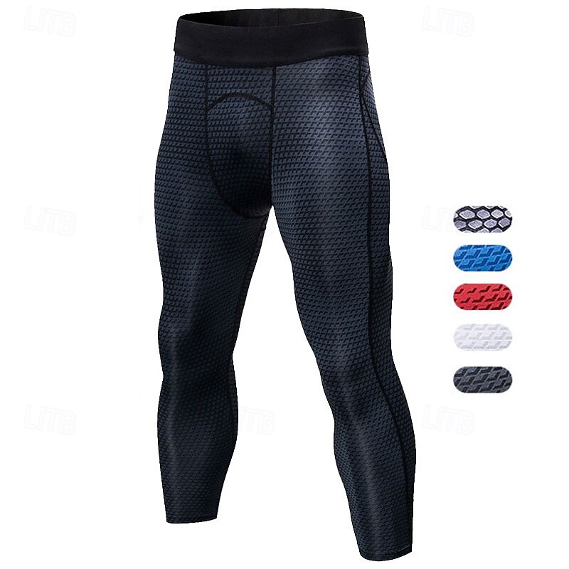 Men's Compression Pants Compression Tights Leggings Sports Baselayer 3D High Waist Bottoms Athleisure Gym Workout Fall Quick Dry Gym Basketball Athletic Regular Fit Sportswear Activewear Solid Colored
