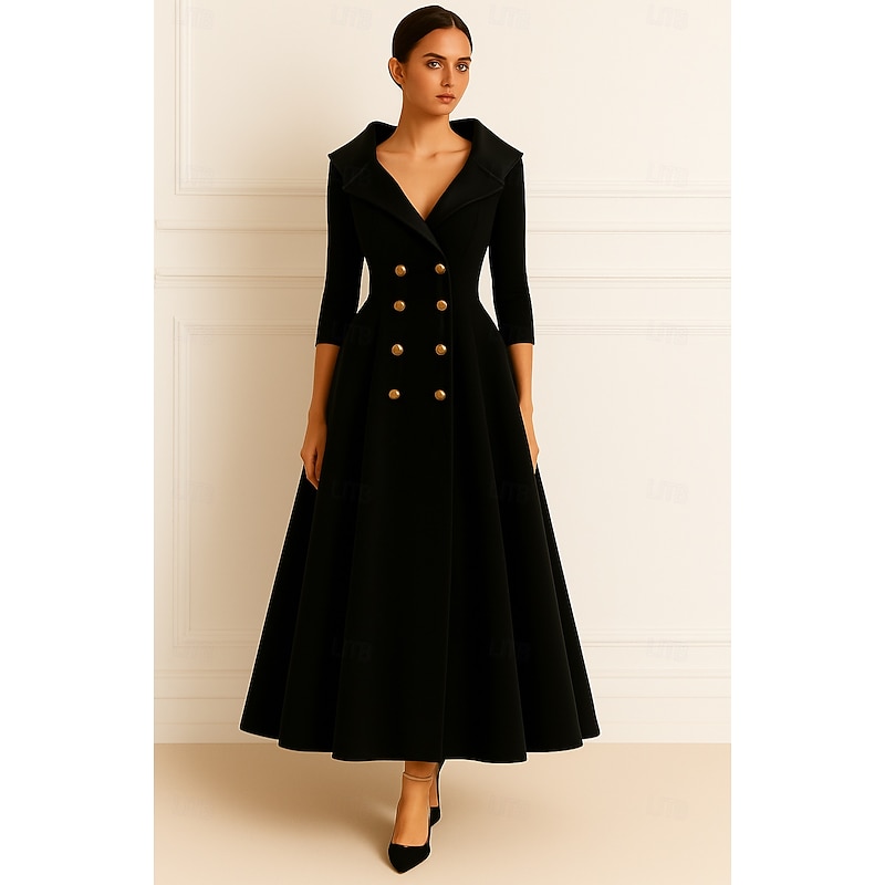 Red Black A-Line Mother of the Bride Dress Elegant Vintage Portrait Collar Floor Length Satin Velvet Long Sleeve with Ruching Solid Color4
