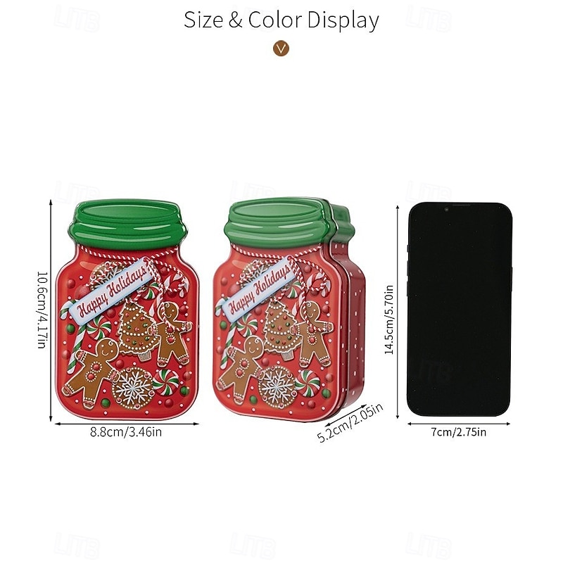 Christmas Cookie Tins with Lids for Gift Giving Xmas Tin Containers Car and Gingerbread Design Metal Holiday Candy Box Party Decoration Festive Christmas Storage Accessory3