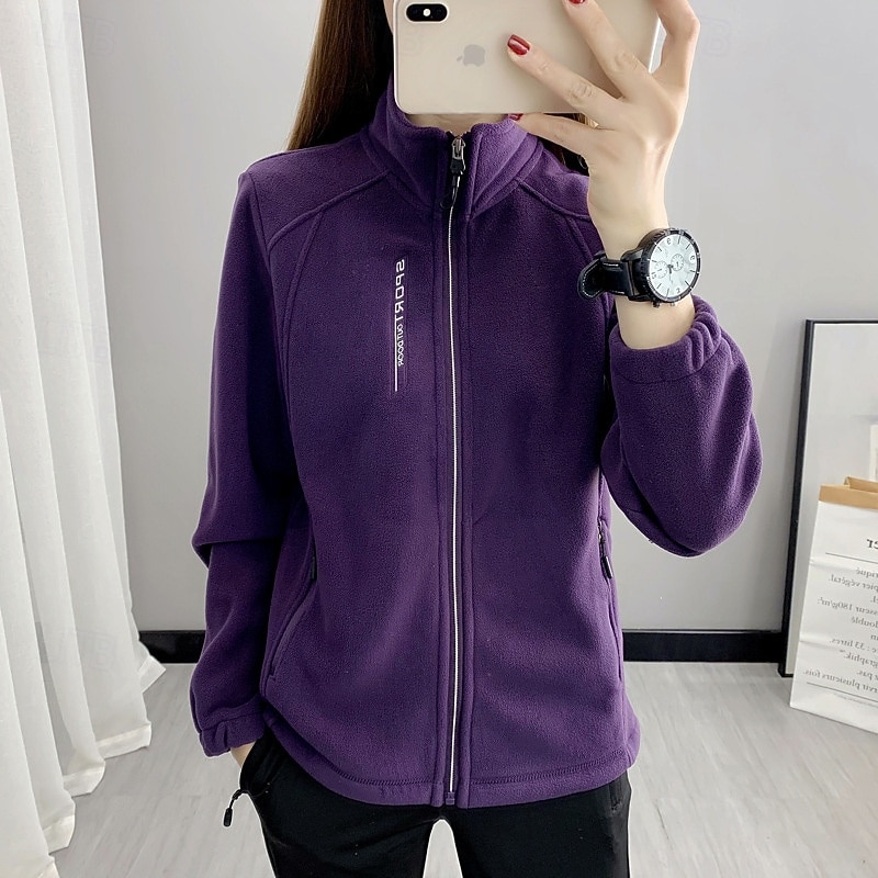Women's Hiking Jacket Fleece Jacket Thermal Jacket Winter Outdoor Thermal Top Pink Blue Purple