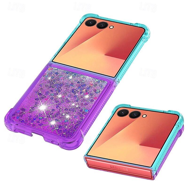 Phone Case For Samsung Galaxy Z Flip 7 Z Flip 6 Z Flip 5 Z Flip 4 Back Cover Wallet Case Bling Glitter Shiny Shockproof Color Gradient PC4