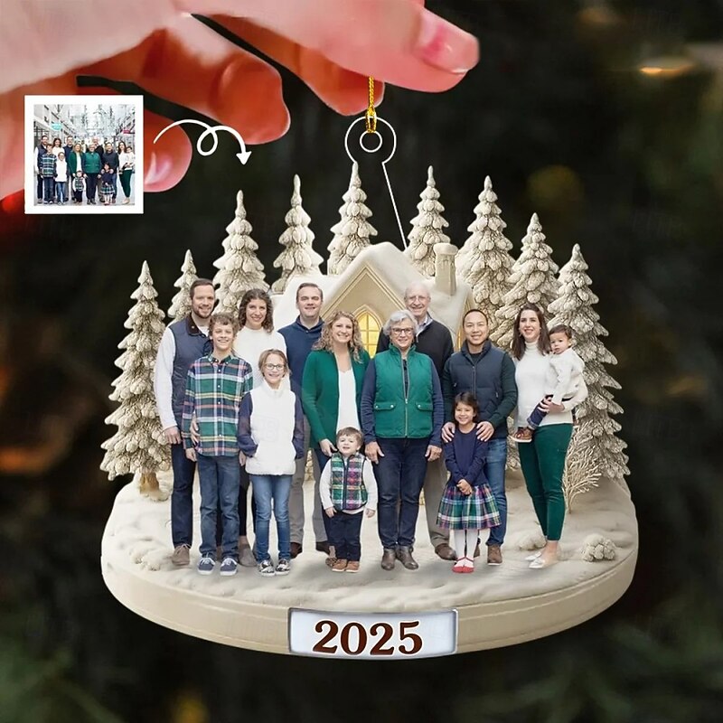Personalized Family Photo Christmas Ornaments Acrylic 2D Custom Christmas Gift Idea For Family/Couple Xmas Tree Ornaments Decoration Hanging Pendant2