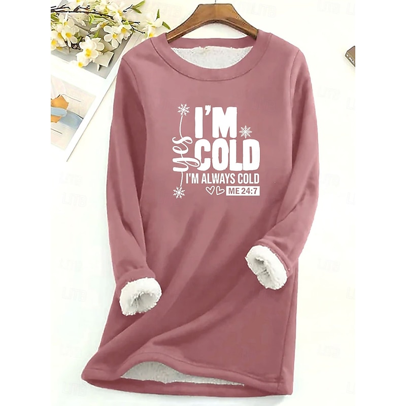 Women's Pullover Sweatshirt Graphic Letter Warm Casual Fuzzy Long Sleeve Crew Neck Round Neck Long Tops Street Casual Light Pink Black Dark Pink Blue Spring Fall Winter2