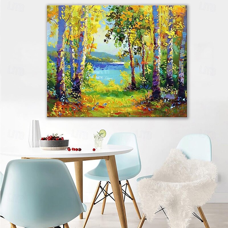 Handmade Oil Painting Canvas Wall Art Decoration Modern Abstract Maple Forest Autumn Landscape for Living Room Home Decor Rolled Frameless Unstretched Painting3
