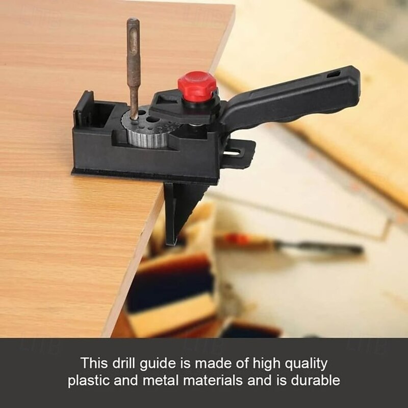 Dowel Drill Guide Woodworking Hole Drilling Positioning Jig Tool DIY Woodworking 3 to 12mm Drill Bit Stop Collar Set Precision Alignment Clamp Fixture4
