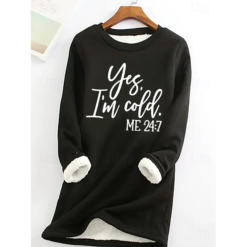 Women's Pullover Sweatshirt Letter Casual Comfrt Long Sleeve Crew Neck Regular Tops Street Dailywear Print Black Yellow Pink Red Blue Fall Winter4