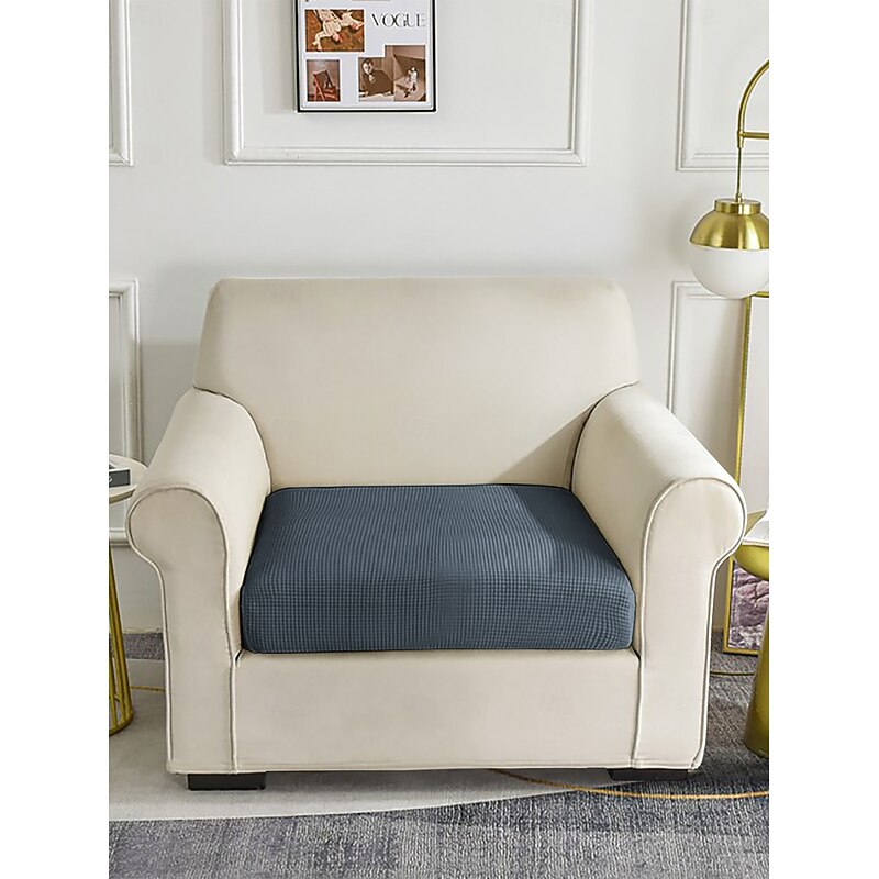 Seat Cushion Cover, Floral Yarn-Dyed Microfiber Slipcover for Dining Chairs and Patio Furniture, Stretchable and Washable