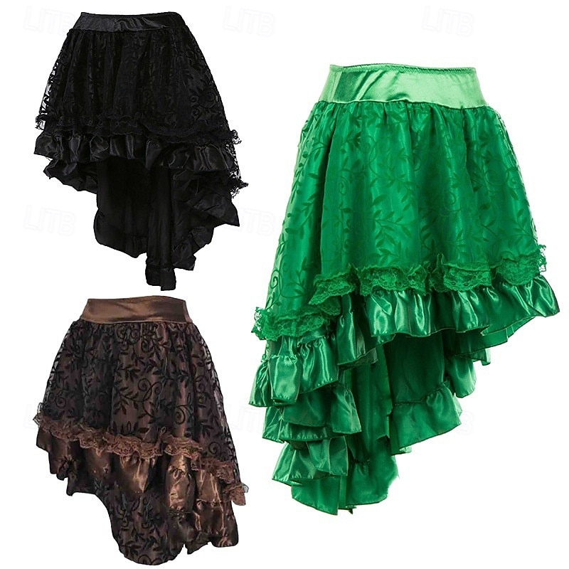 Retro Vintage Punk & Gothic Steampunk Skirt Goth Girl Flounced Fancy Dress Women's Fantasy Steampunk Masquerade Casual Daily Adults Skirt
