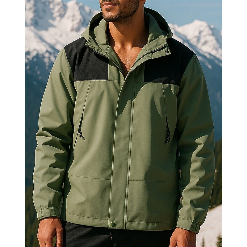 Men's Softshell Jacket Hiking Jacket Hardshell Jacket Outdoor Waterproof Windproof Hiking Outfits Hiking Clothes Spring Autumn / Fall Jacket Hunting Climbing Running Patchwork Black Ivory Army Green4