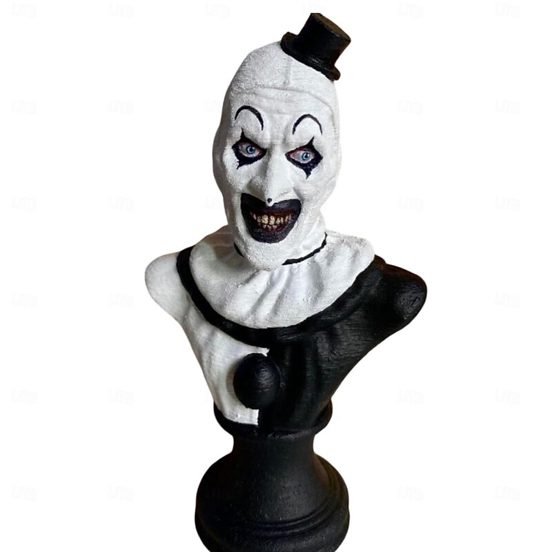 Horror Art Clown Bust Statue, Halloween Clown Ornaments, Resin Horror Movie Clown Figures Sculpture, Realistic Scary Halloween Decoration Props for Indoor Outdoor Home Office Garden Decor2