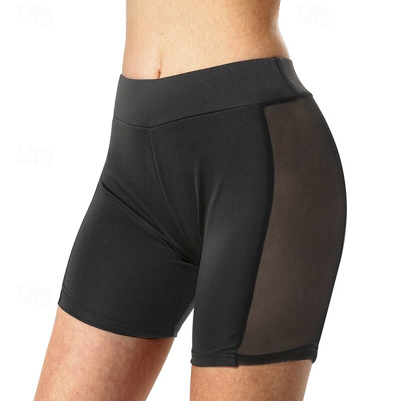 Women's Yoga Shorts Sports Shorts Mesh Tummy Control High Waist Gym Athletic Pilates Bottoms Solid Color Black Sports Activewear4