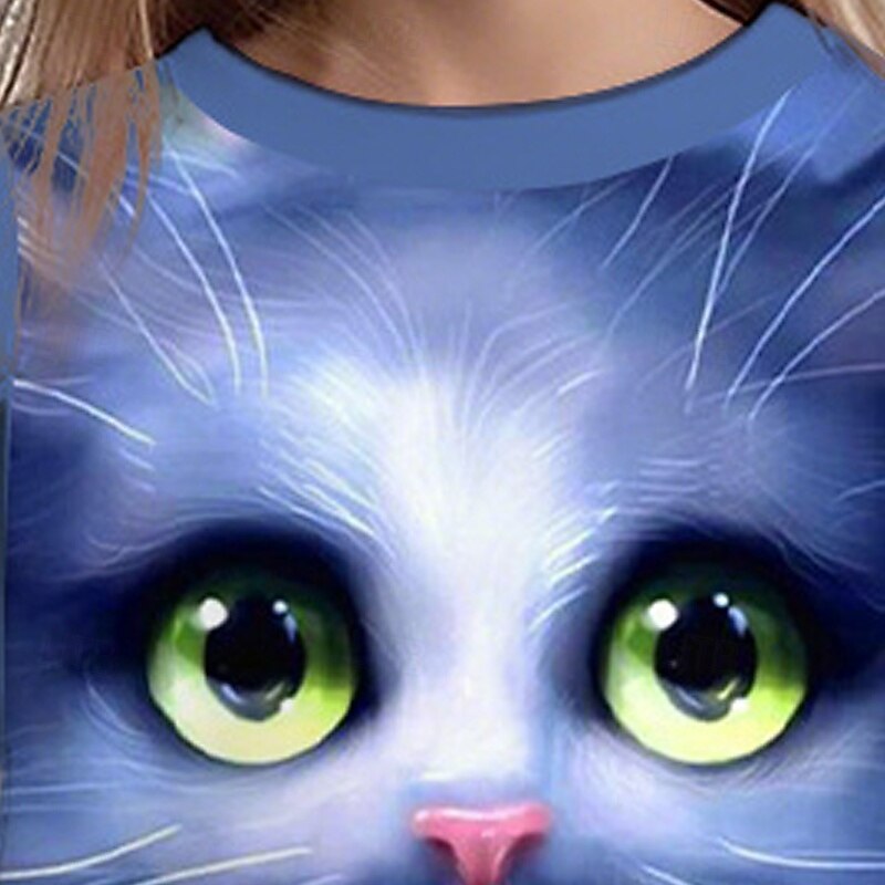 Girls' 3D Animal Cat Sweatshirt Long Sleeve Spring Fall Fashion Basic Kids 4-12 Years Crew Neck Outdoor Casual Daily Regular Fit2