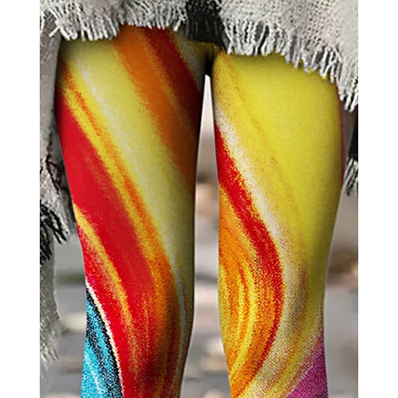 Women's Pants Trousers Leggings Cozy Leggings Streetwear Casual Full Length High Waist Graphic Elastic Waist Print Breathability Comfortable Stretchy Vacation Street Daily Wear Yellow Summer Spring2