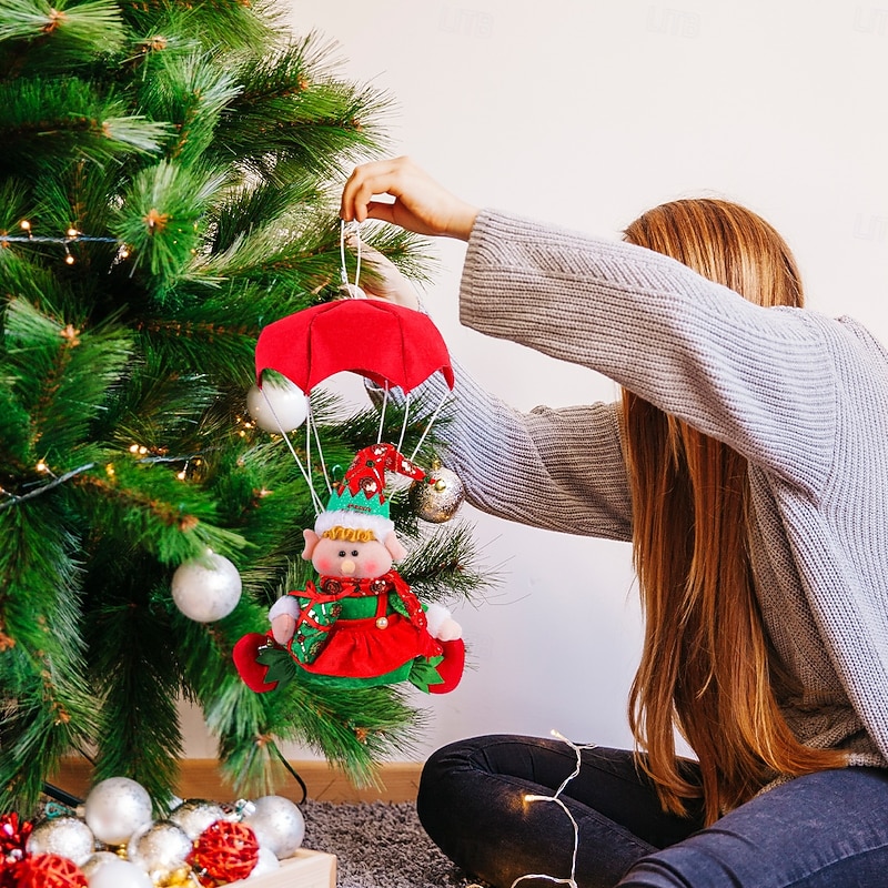 Christmas Parachute Doll Hanging Ornament Fabric Holiday Parachuting Elf Window Display Christmas Tree Decoration Festive Gift Home Party Accessory2