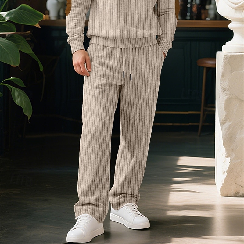 Men's Sweatpants Trousers Straight Leg Sweatpants Drawstring Pocket Elastic Waist Plain Comfort Sports Outdoor Daily Fashion Casual Black Green Micro-elastic4