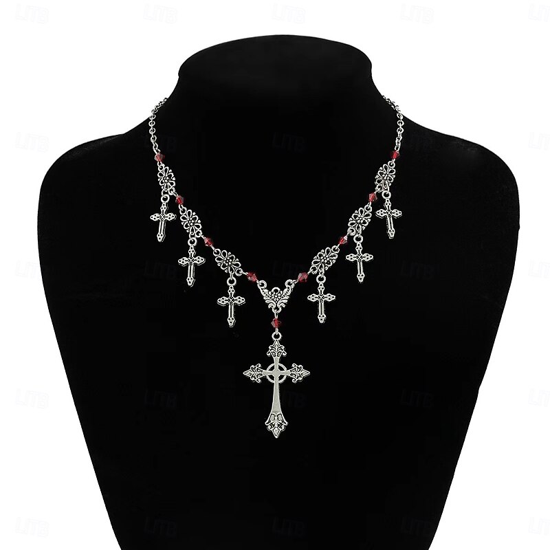 Punk & Gothic Necklace Choker Cross Pendant Witch Vampire Fancy Dress Women's Halloween Carnival Performance Party Casual Adults' 1 Necklace All Seasons2
