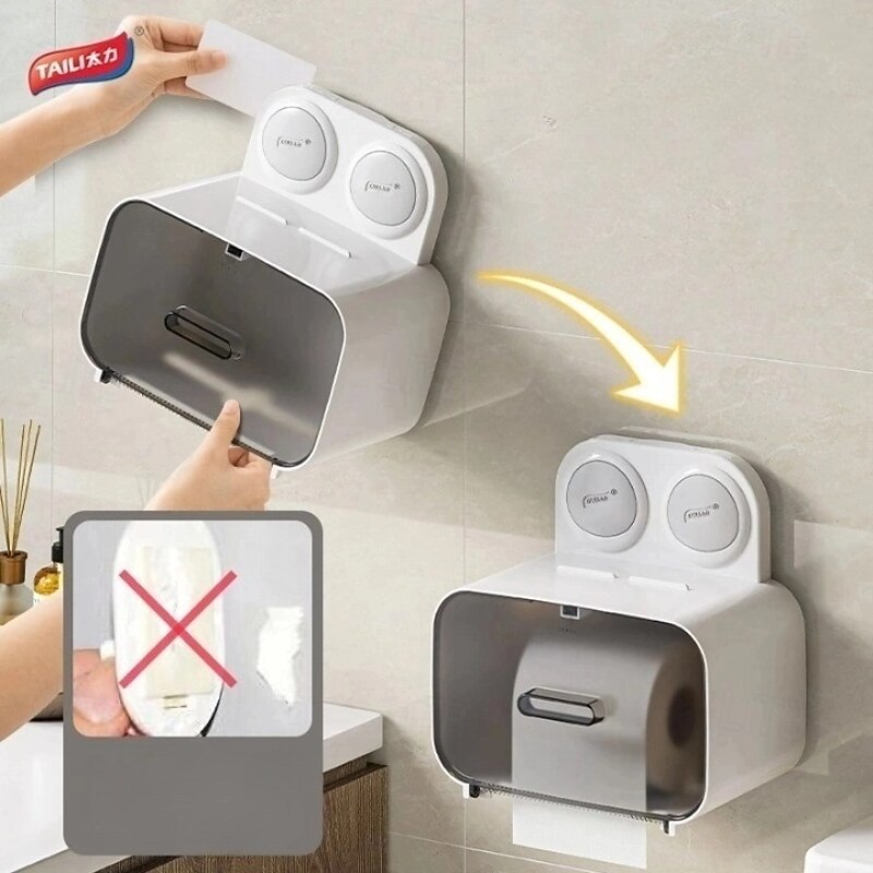 TAILI No Drilling Suction Toilet Paper Dispenser, Paper Towel Dispenser, Toilet Cover Cat Proof, for Bathroom Pantry and RV Kitchen4