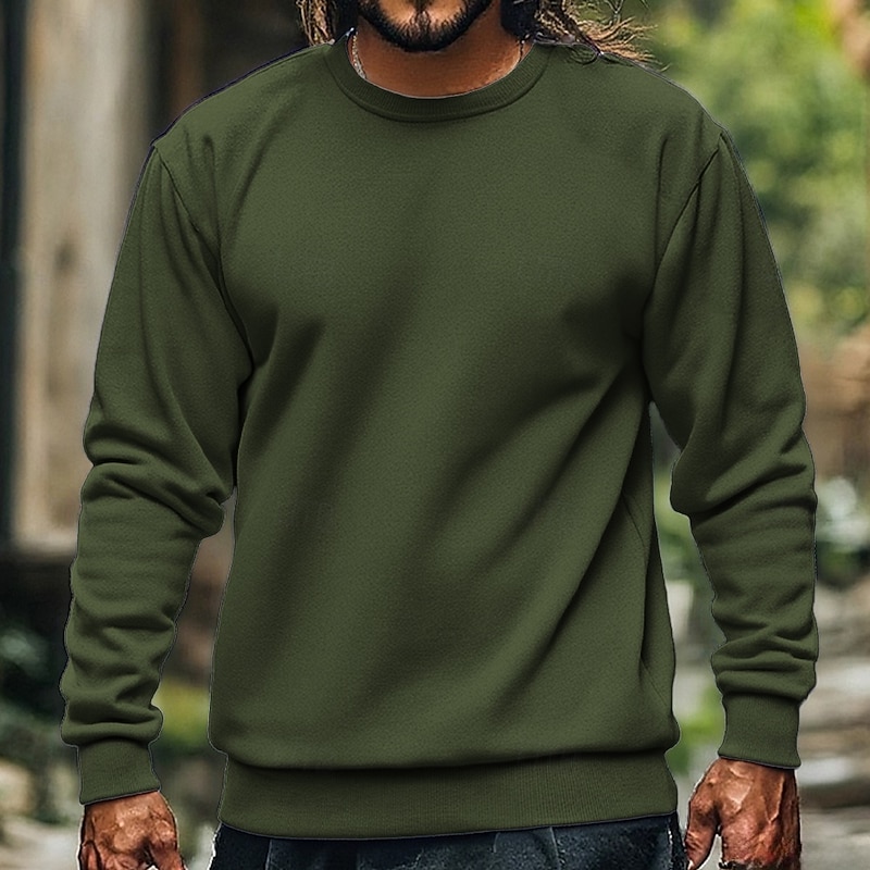Men's Sweatshirt Black White Army Green Red Light Grey Crew Neck Plain Sports & Outdoor Daily Holiday Polyester Streetwear Basic Casual Fall Winter Clothing Apparel Hoodies Sweatshirts3