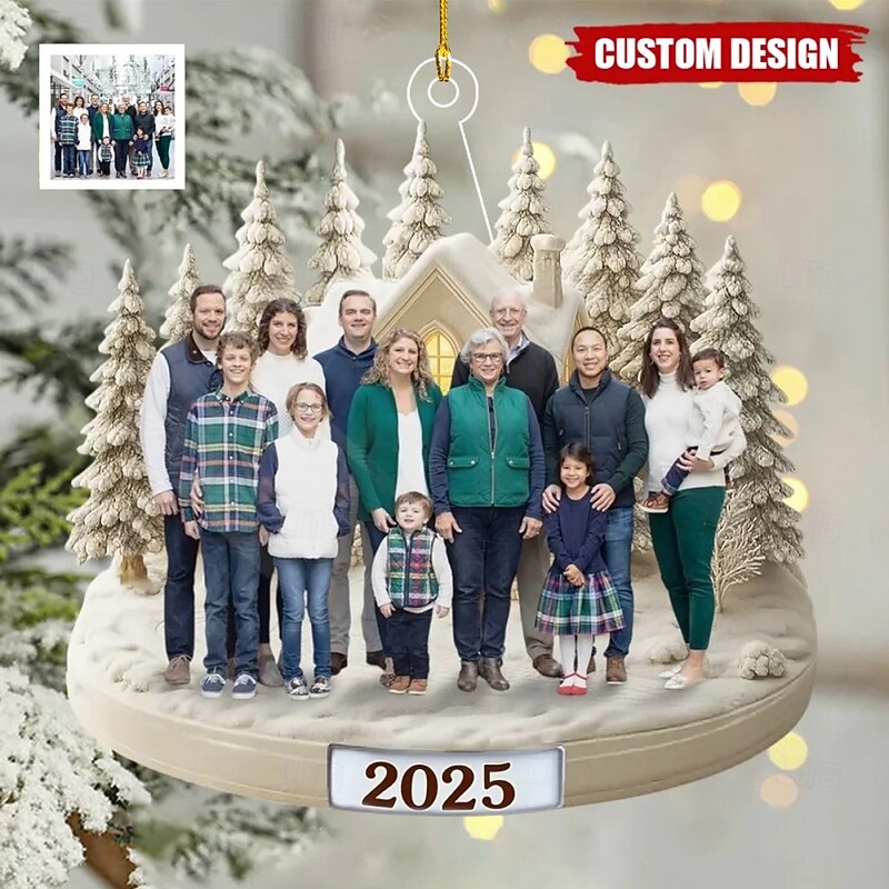 Personalized Family Photo Christmas Ornaments Acrylic 2D Custom Christmas Gift Idea For Family/Couple Xmas Tree Ornaments Decoration Hanging Pendant4