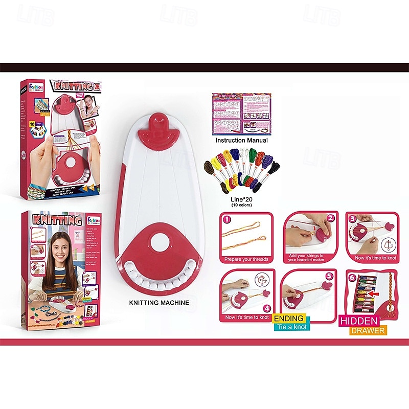 Friendship Bracelet Making Kit Toys, Girls Gifts Ideas, Birthday Present For Teen Girl, Arts And Crafts String Maker Tool, Bracelet DIY, Kids Travel Activity Set Halloween and Christmas Gift3