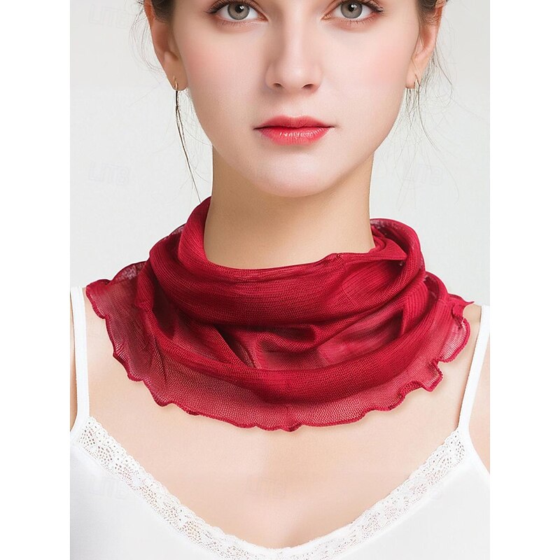 Women's Silk Sheer Neck Scarf –  Ruffle-Edge Tube Bandana Elegant Choker Wrap for Office, Travel, Parties & Evening Outfits2
