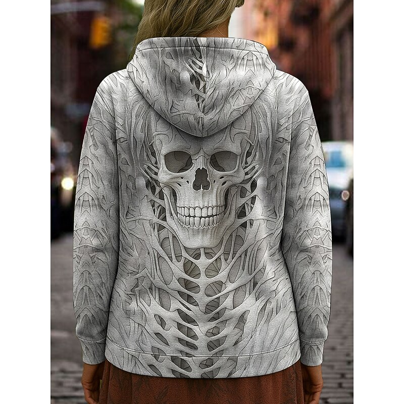 Halloween Women's Pullover Hoodie Sweatshirt Skulls Graphic Casual Long Sleeve Hooded Regular Tops Party Evening Wear Street Dailywear White Pink Blue Purple Khaki Spring Fall Winter2