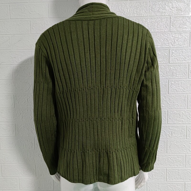 Men's Cardigan Sweater Cropped  Sweater Knit Sweater Ribbed Knit Regular Tops Pocket Plain Open Front Fashion Classic Vacation Daily Wear Clothing Apparel Fall Winter Military Green S M L4