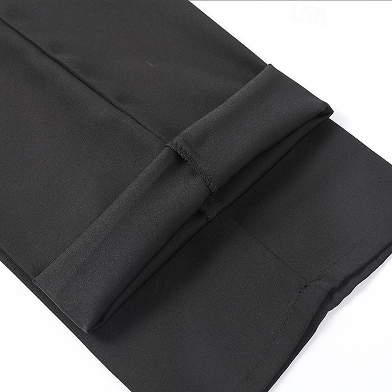 Men's Dress Pants Tapered pants Trousers Suit Pants Pocket Plain No-Iron Full Length Party Business Daily Fashion Streetwear Black Navy Blue Inelastic4