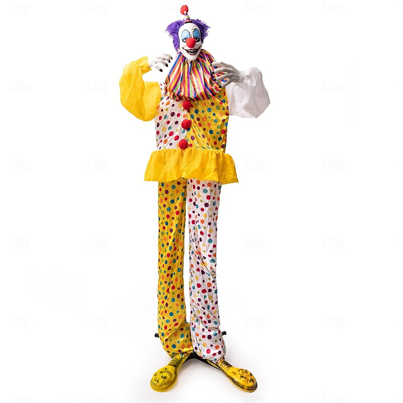 Halloween Electric Sensor Standing Clown Ornament Haunted House Party Glowing Swinging Decorative Prop3