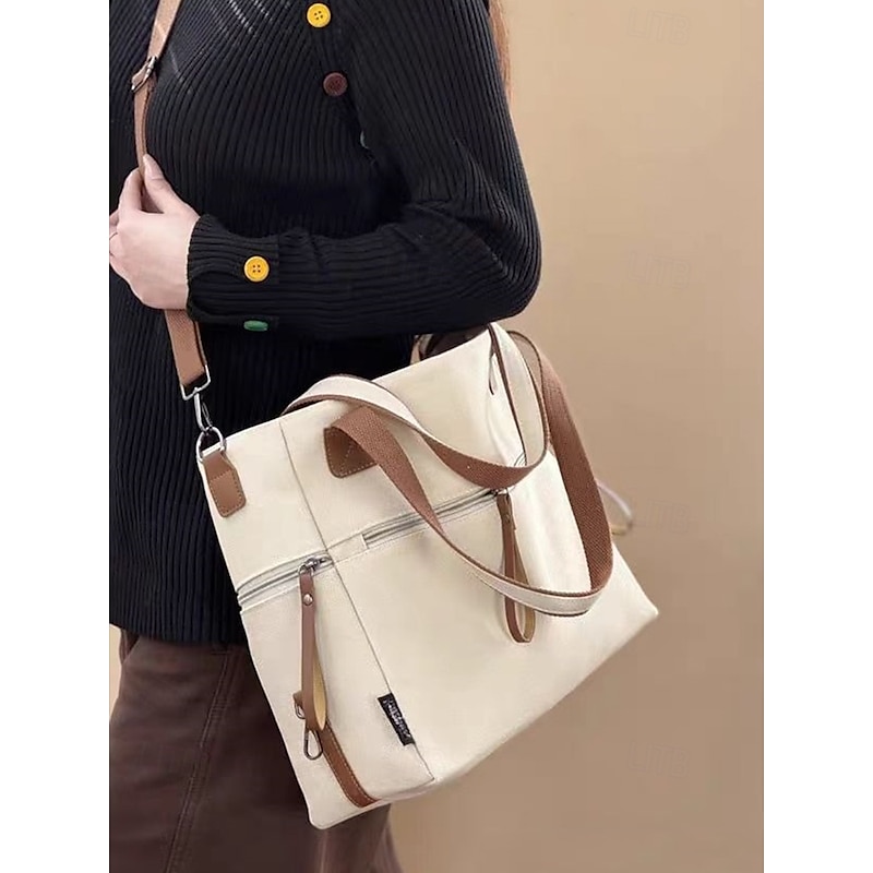 Women's Large - Capacity Canvas Tote Bag, Casual Style, Ideal for Daily Commute & Shopping, Perfect for Fashion - Loving Ladies3