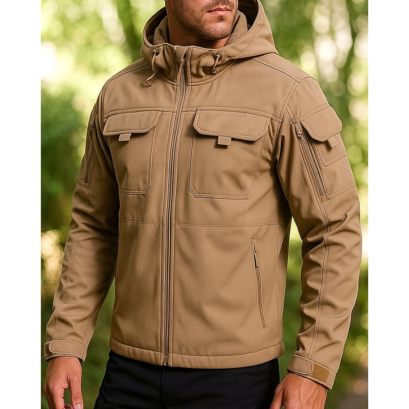 Men's Combat Jacket Hiking Jacket Cargo Jacket Outdoor Thermal Waterproof Hiking Outfits Hiking Clothes Winter Autumn / Fall Top Camping / Hiking / Caving Running Camo Dark Grey Black Army Green