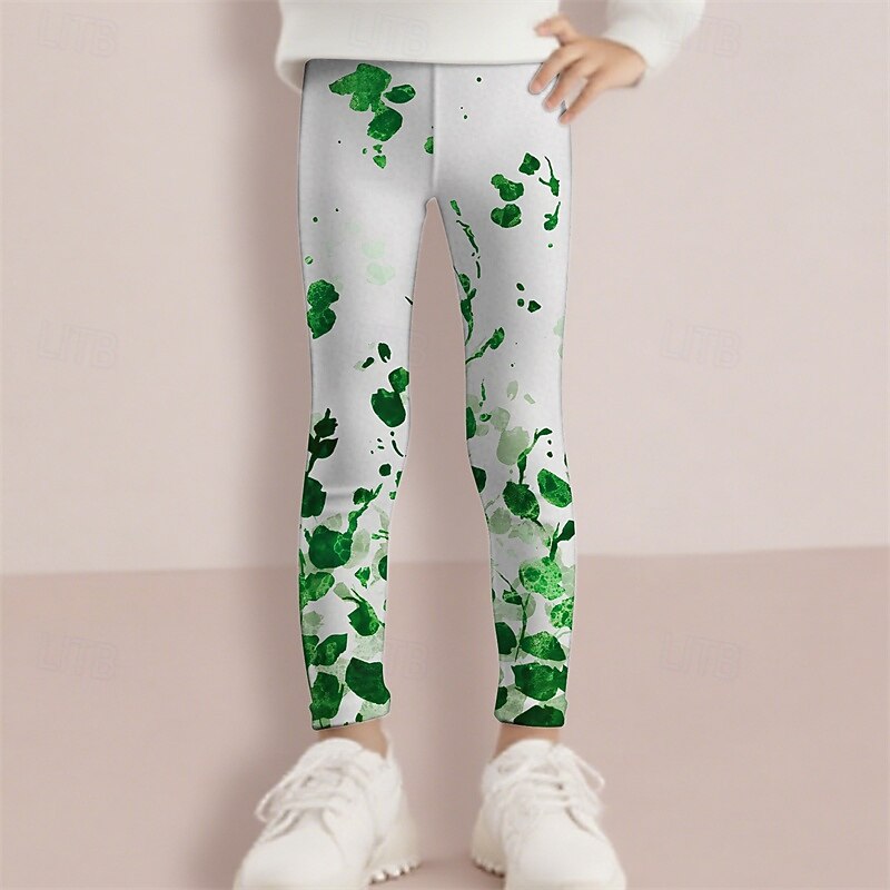 Girls' 3D Floral Pants Leggings Spring Fall Cute Basic Kids 4-12 Years Outdoor Casual Daily Regular Fit2