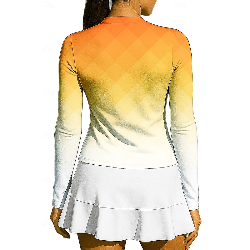 Women's Geometric Gradient Sport Shirt Tennis Shirt Tennis Top Long Sleeve Zipper Floral UPF50+ UV Resistant High Elasticity Moisture Wicking Breathable Volleyball Tennis Golf Stand Collar Zip Collar2