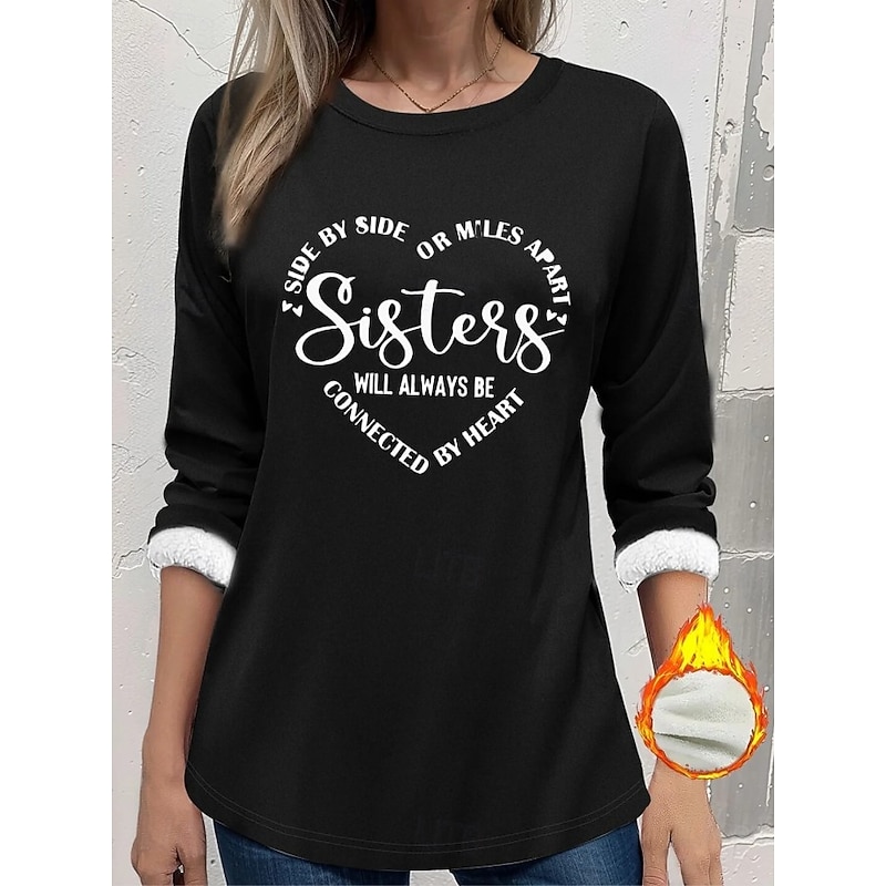 Women's Pullover Sweatshirt Letter Casual Comfrt Long Sleeve Crew Neck Regular Tops Street Dailywear Print Black Pink Blue Gray Fall Winter3