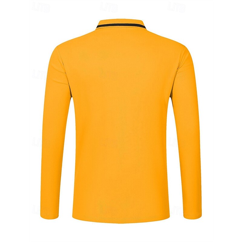 Men's Golf Shirt Golf Polos Shirts Work Casual Lapel Long Sleeve Basic Modern Color Block Pocket Buttons Spring Fall Regular Fit Black Pink Orange Green Golf Shirt3