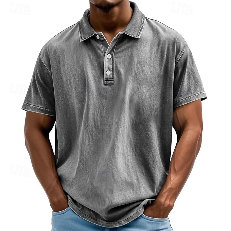 Men's Golf Shirt Golf Polos Shirts Work Casual Lapel Short Sleeve Basic Modern Plain Buttons Summer Regular Fit Black Pink Navy Blue Blue Purple Brown Golf Shirt3