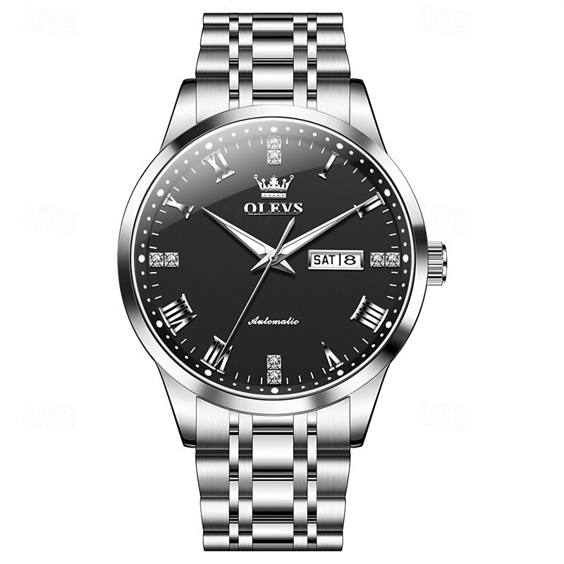 The New Olevs Brand Men'S Business Watch With Luminous Calendar And Day Display Is A Fully Automatic Mechanical Watch That Is Fashionable Trendy Casual And Sporty4