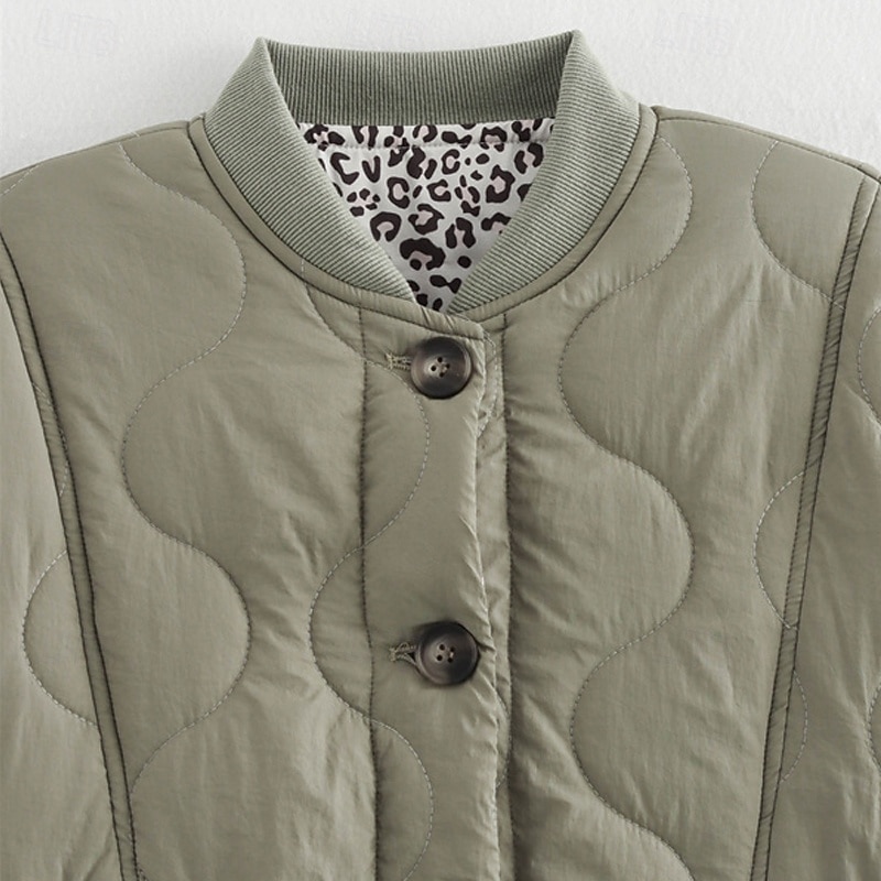 Women's Winter Jacket Coat Warm Comfortable Pocket Fashion Modern Casual Plain Going out Weekend Single Breasted Regular Stand Collar Regular Fit Long Sleeve Outerwear Army Green Winter3