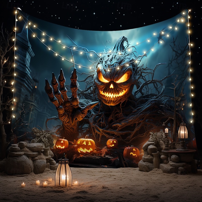Halloween Tapestry Banners Blanket Tree Demon Fantasy Dark Punk Gothic Style Party Dorm Shooting Backgrounds Home Decor