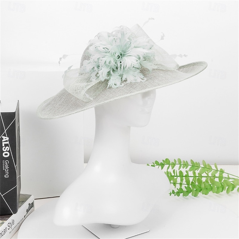 Hats Feather Fabric Sun Hat Wedding Holiday Tea Party Horse Race Cocktail Elegant Vintage Sun Protection With Feather Headpiece Headwear