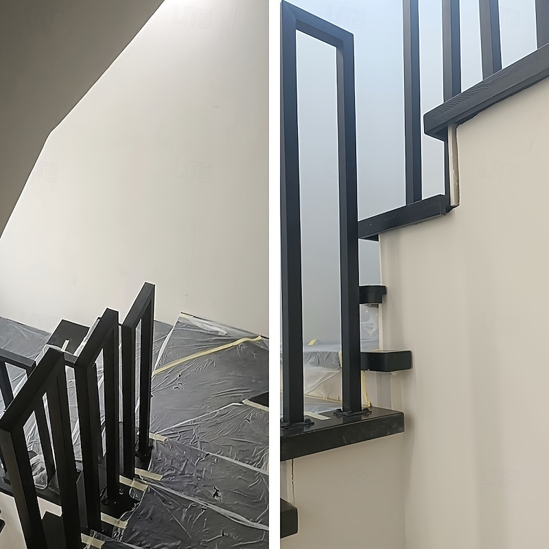 Multiple Sizes Available Non-Slip Powder-Coated Steel Vintage Black U-Shaped Stair Handrail for Indoor/Outdoor Use2