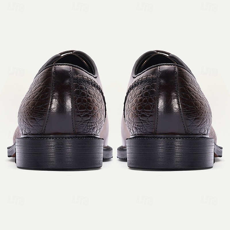 Men's Brown Leather Oxford Dress Shoes – Classic Lace-Up Formal Business Shoes for Office, Wedding and Evening Events4