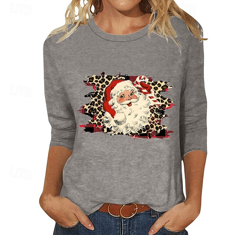 Women's Pullover Sweatshirt Lounge Top Christmas Sweatshirts Long Sleeve Top Athleisure Fall Graphic Cotton Holiday Vacation Sportswear Activewear White Burgundy Purple4