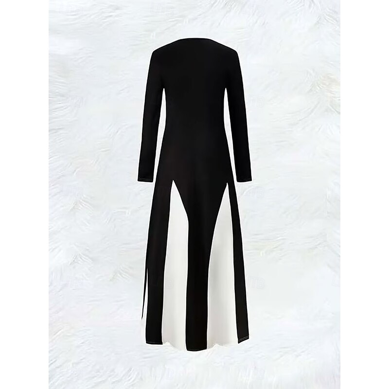 Women's Maxi Dress A Line Dress Summer Dress Elegant Vacation Casual Regular Fit Graphic Geometric Long Sleeve Crew Neck White Spring Fall Winter3