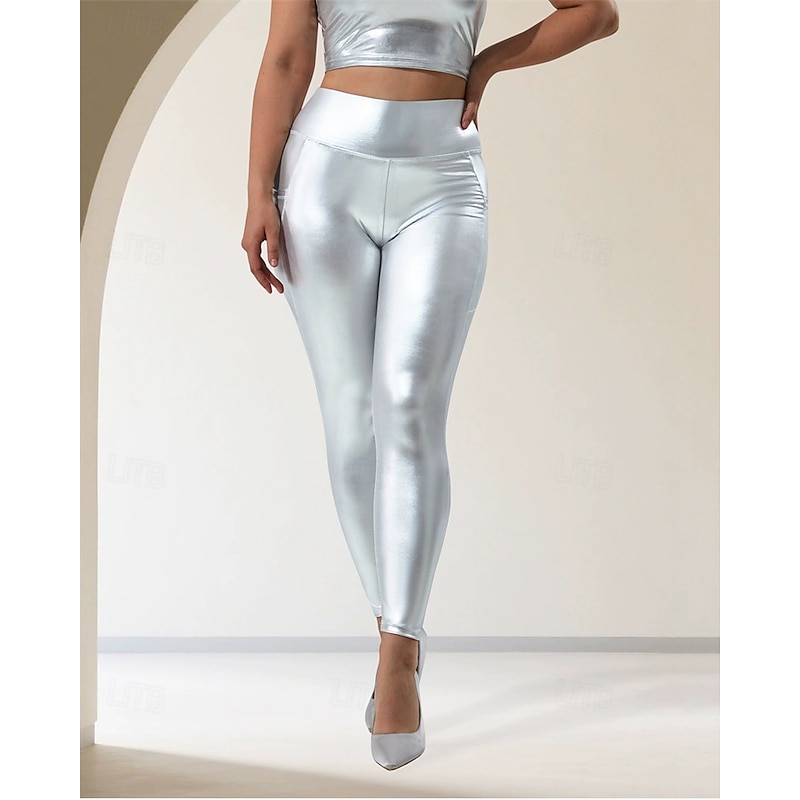 Women's Slacks Cropped Pants Streetwear Casual Ankle-Length High Rise Plain High Cut Comfortable Street Holiday Daily Wear Silver Fall Regular Fit3