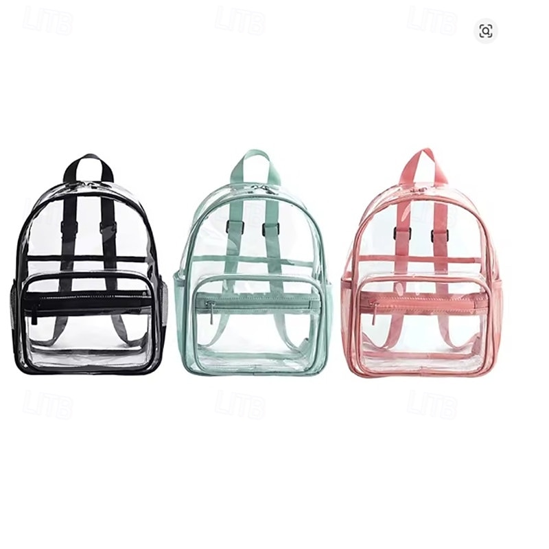 Casual Transparent Waterproof PVC Jelly Rucksack Storage Bag Student Backpack