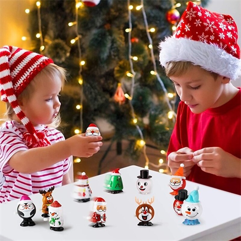 12Pcs Christmas Wind Up Toys, Santa Claus Walking Figures, Clockwork Xmas Cartoon Figurines, Holiday Party Favors, Stocking Stuffers for Kids4