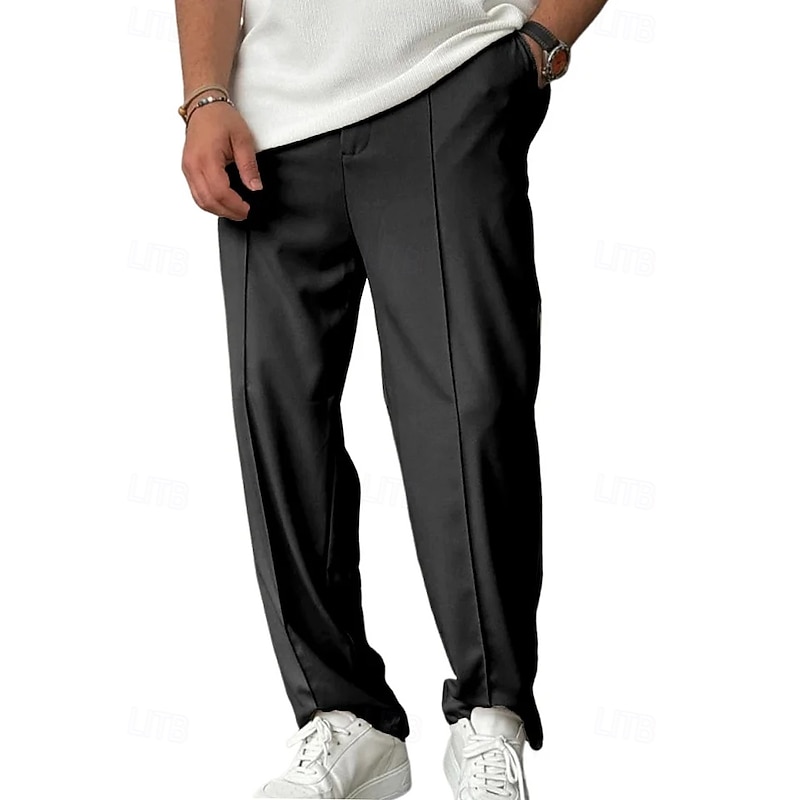 Men's Sweatpants Trousers Baggy Pants Straight Leg Sweatpants Open Bottom Sweatpants Drawstring Pleated Elastic Waist Plain Moisture Wicking Breathable Full Length Outdoor Casual Daily Fashion3